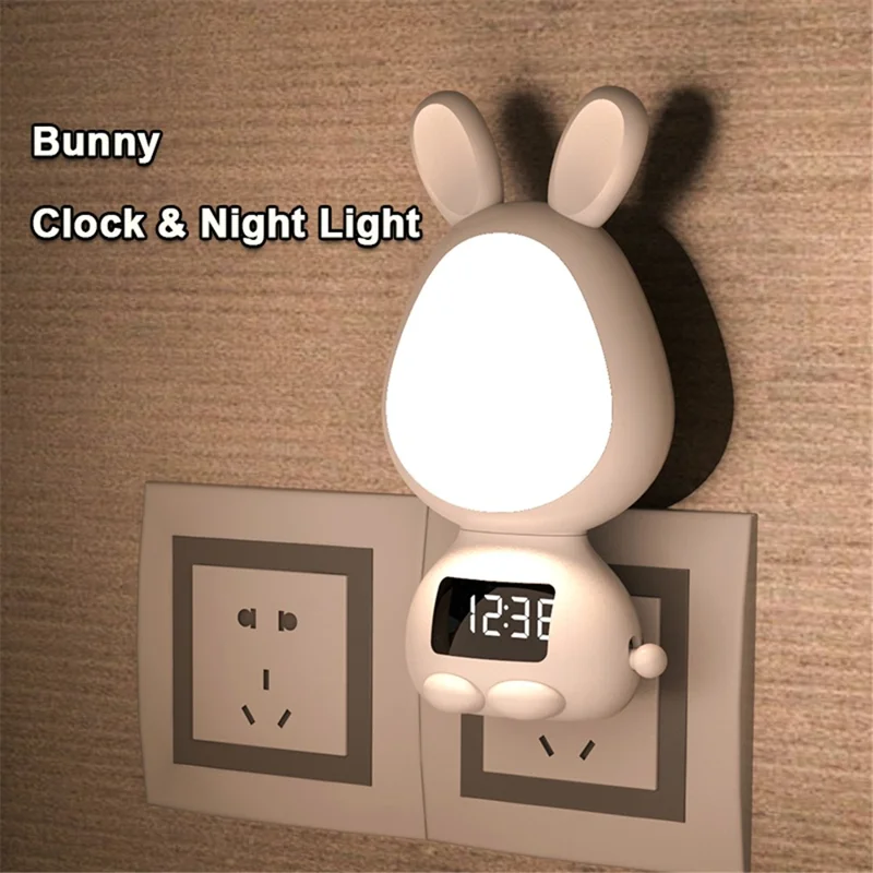 TB-106SLITXO Home Bedroom Night Light Nightlight Plug-in Wall Clock Dimmable Nightlight LED Lamp (EU Plug) - Pink