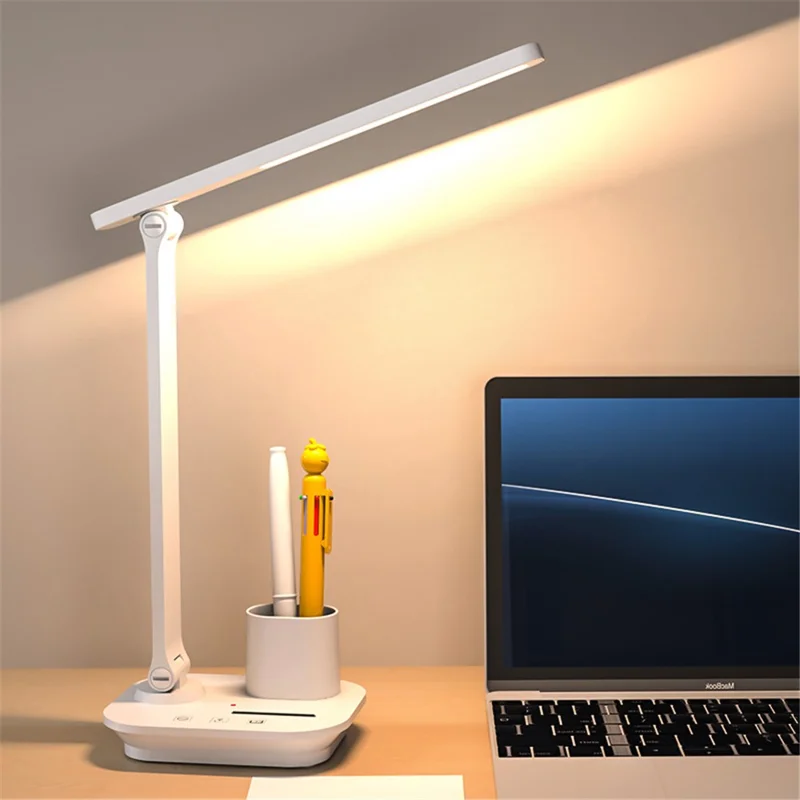 TB-87SLI Battery Powered Folding LED Light 3 Color Temperature Stepless Dimming Night Light with Pen Holder - Pink