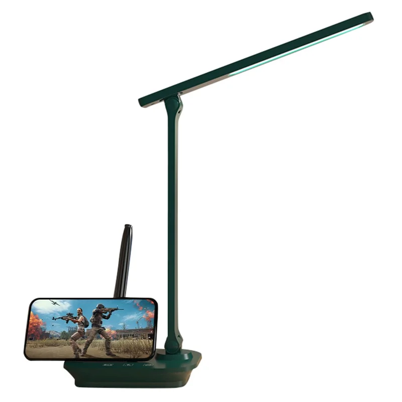 TB-87SLI Battery Powered Folding LED Light 3 Color Temperature Stepless Dimming Night Light with Pen Holder - Green