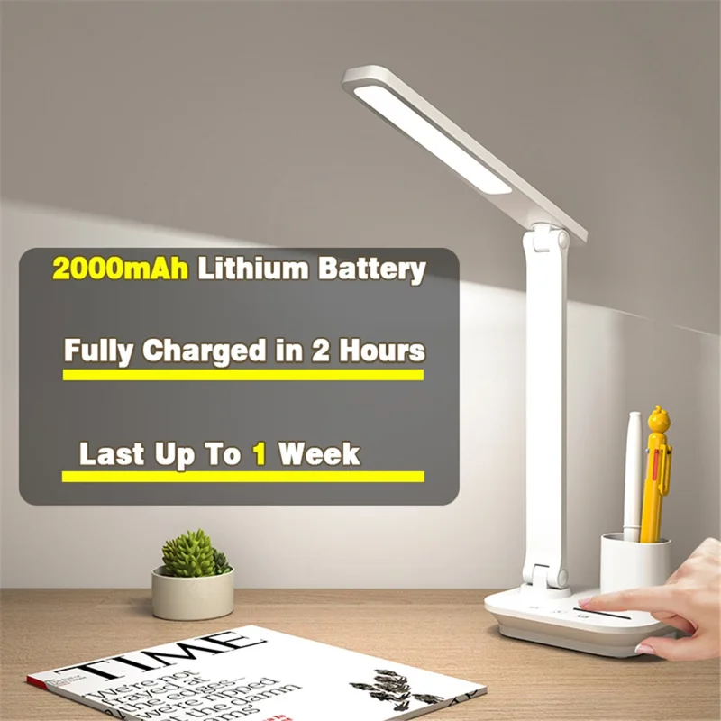 TB-87SLI Battery Powered Folding LED Light 3 Color Temperature Stepless Dimming Night Light with Pen Holder - Green