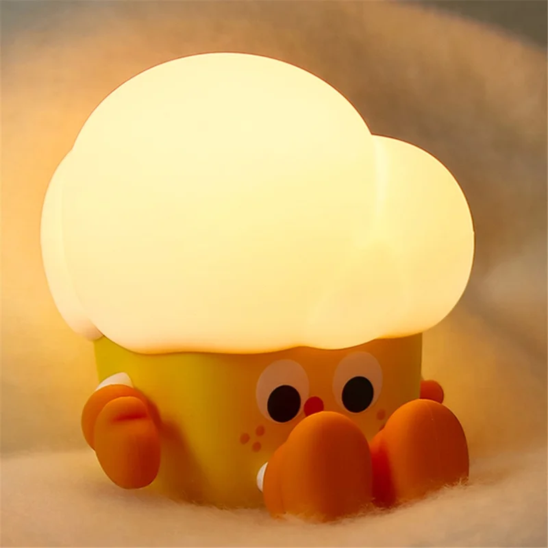 Popcorn Shape Silicone+ABS Touch Night Lamp Bedside Lamp Bedroom Decoration LED Light