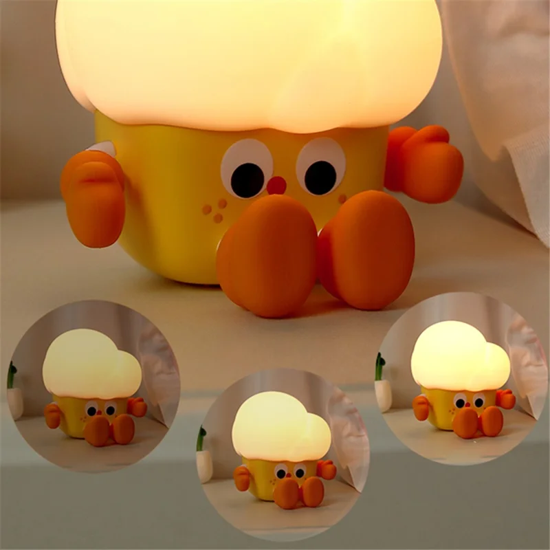 Popcorn Shape Silicone+ABS Touch Night Lamp Bedside Lamp Bedroom Decoration LED Light