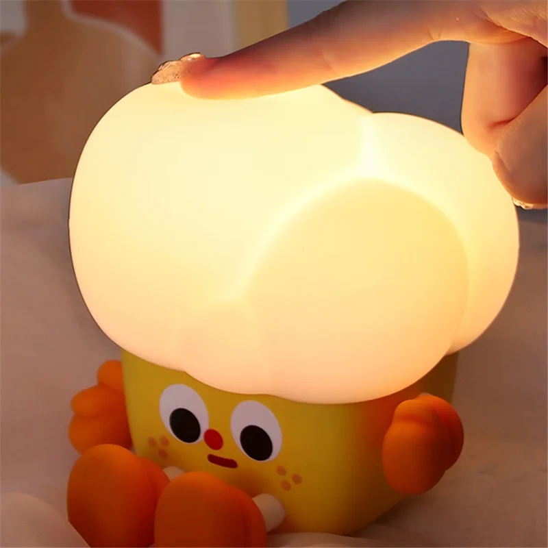 Popcorn Shape Silicone+ABS Touch Night Lamp Bedside Lamp Bedroom Decoration LED Light