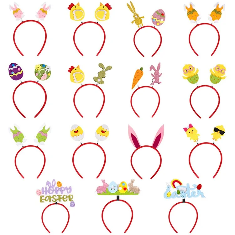 2 Stück Osterhasen-Haarreif, Möhre, Eier, Küken, Kopfband, Party-Requisite - Frohe Ostern