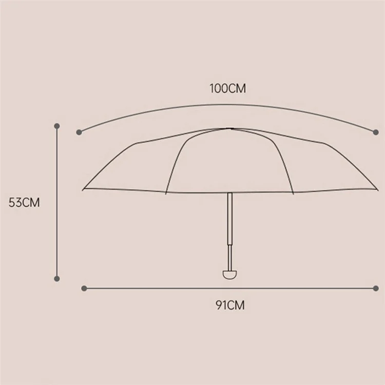 Travel 5-fold 6 Ribs Mini Umbrella Anti-UV Folding Umbrella, with Capsule Case - Beige