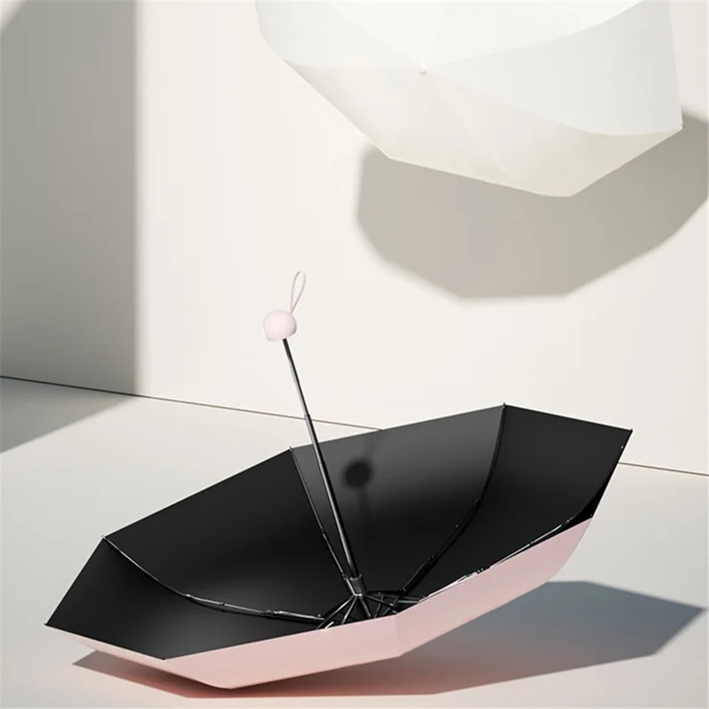 Travel 5-fold 6 Ribs Mini Umbrella Anti-UV Folding Umbrella, with Capsule Case - Pink