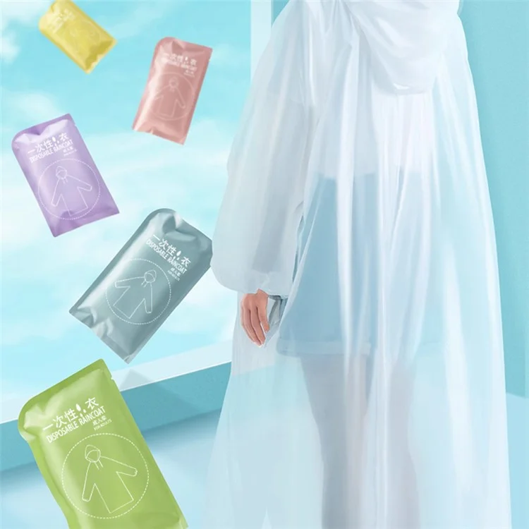 ETRAVEL yy08 7 Pièces Adulte Jetable Poncho de Pluie en PE Transparent pour Voyage Extérieur - Mélange 