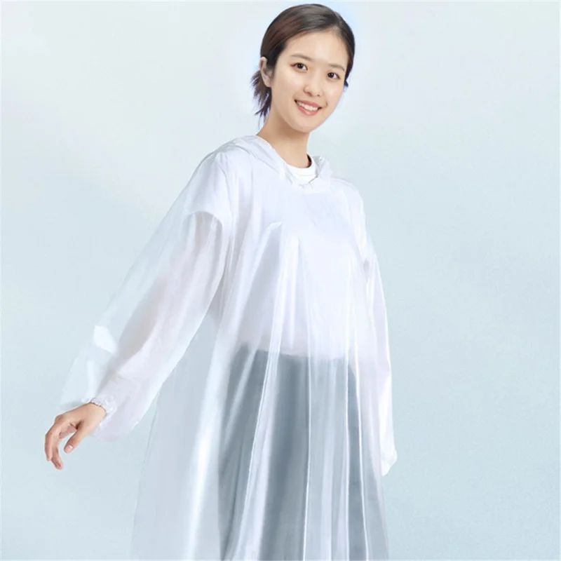 ETRAVEL yy08 7 pièces Poncho de pluie jetable en PE pour adultes Voyage en plein air transparent - Bleu 