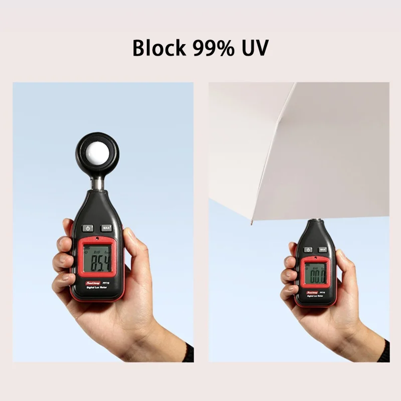 Vindbestandig 12-ribbet tredelings-klap-parasol, automatisk solskærmeparasol - beige