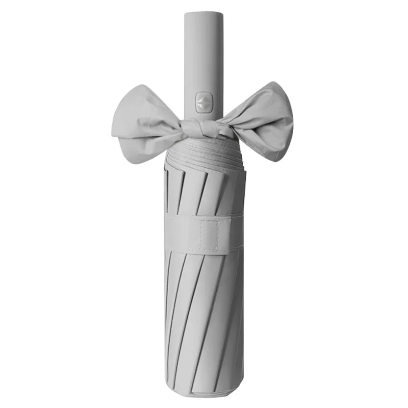 Windproof 12 Ribs Tri-fold Folding Umbrella Automatic Sunshade Umbrella - Light Grey