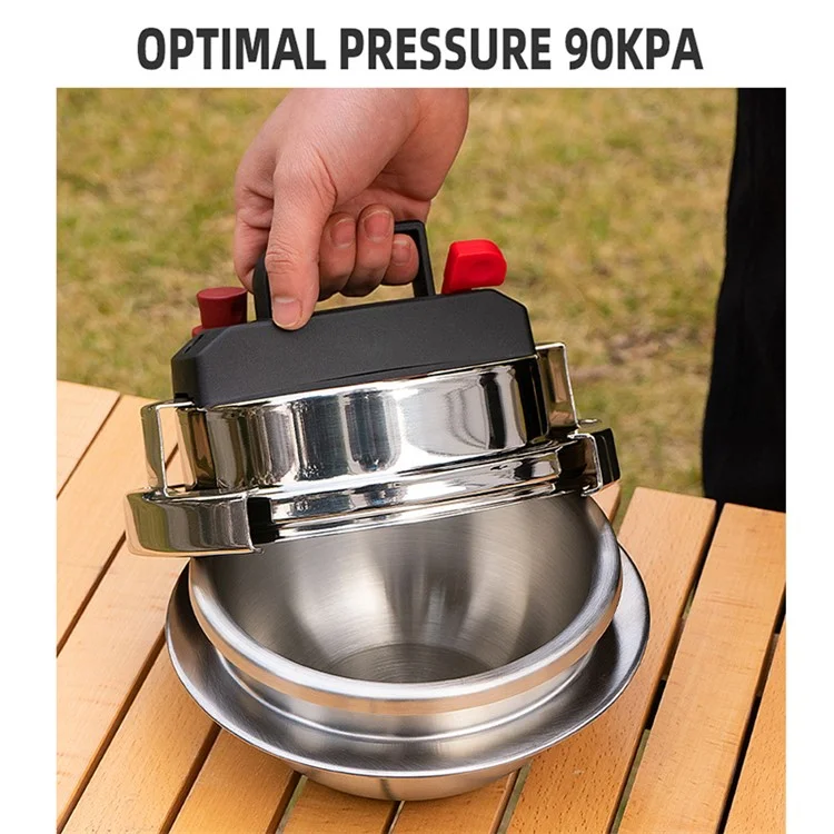 CLS Self-driving Tour Camping Stainless Steel 1.6L Pressure Cooker for 2~4 People (No FDA Certification, BPA Free) - Toggle Open