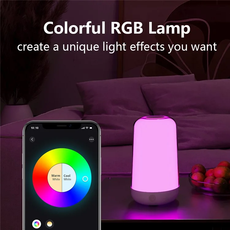 Smart Touch Bedside Lamp Bluetooth-compatible Dimmable Color Night Light Outdoor Music Table Lamp