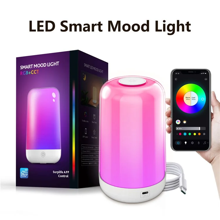 Lámpara de Cama Smart Touch Bluetooth Dimmable Color Night Light Music Lámpara de Mesa al Aire Libre Lámpara