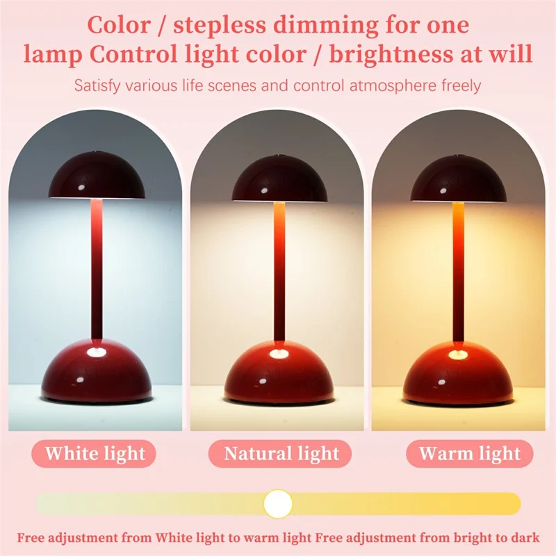 TD-06 Three colors can be switched by touch: white light / warm light / neutral light to create a  Bedside Lamp Mini Battery Operated LED Desk Light - Red