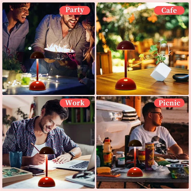 TD-06 Three colors can be switched by touch: white light / warm light / neutral light to create a  Bedside Lamp Mini Battery Operated LED Desk Light - Red