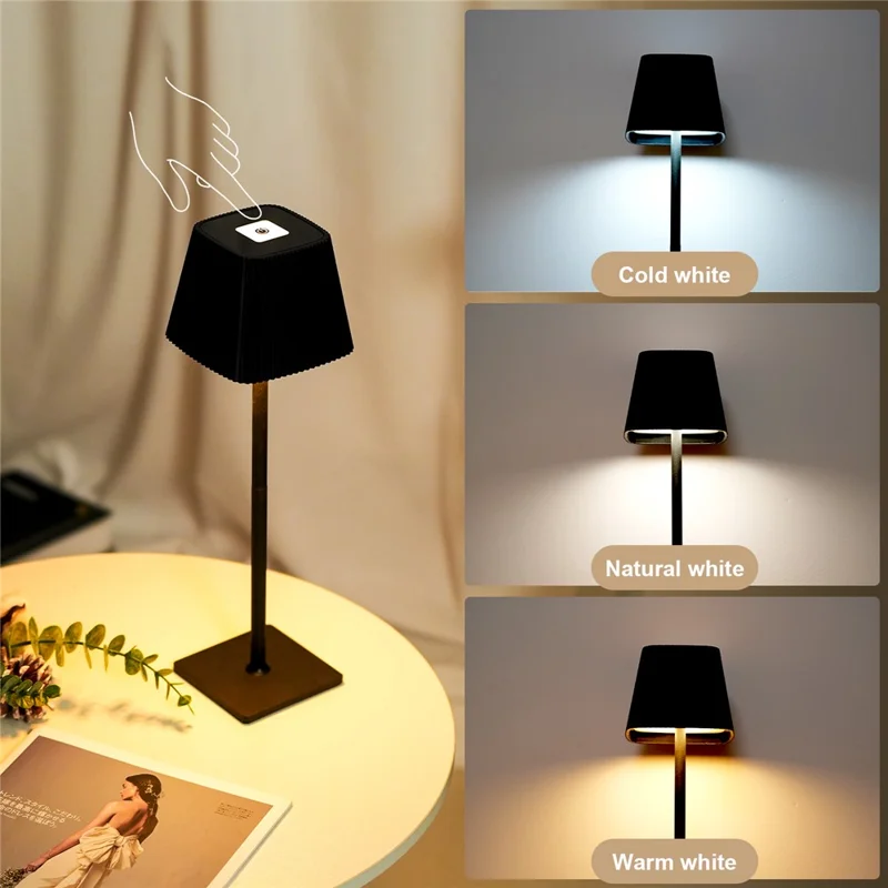 ML-G06 Stepless Dimmable Table Lamp Eye Protection Desk Light, 2000mAh Battery - Black