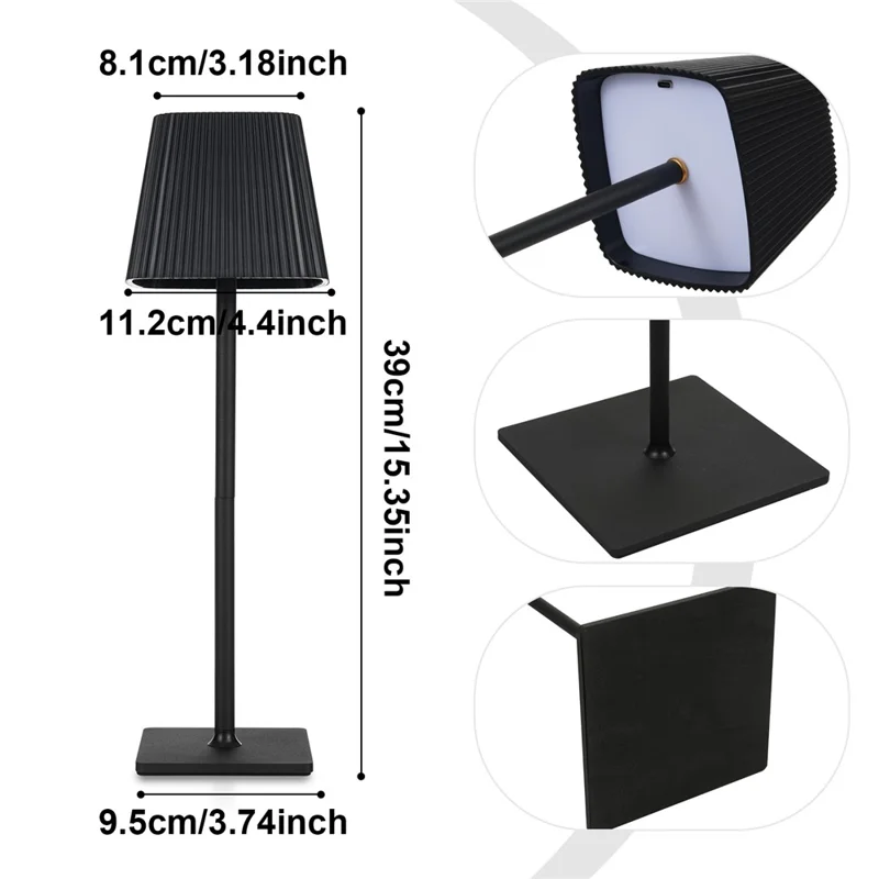 ML-G06 Stepless Dimmable Table Lamp Eye Protection Desk Light, 2000mAh Battery - Black