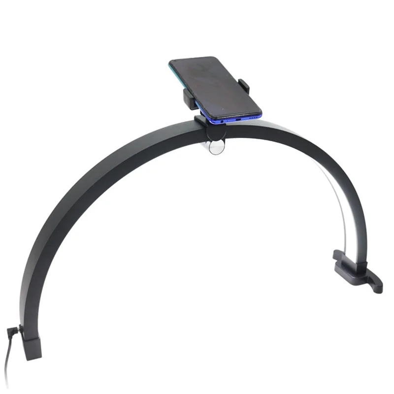 M12X 56cm Touch Control Foldable Desk Nail Light 3 Color Temperature LED Half Moon Lamp - Black / US Plug