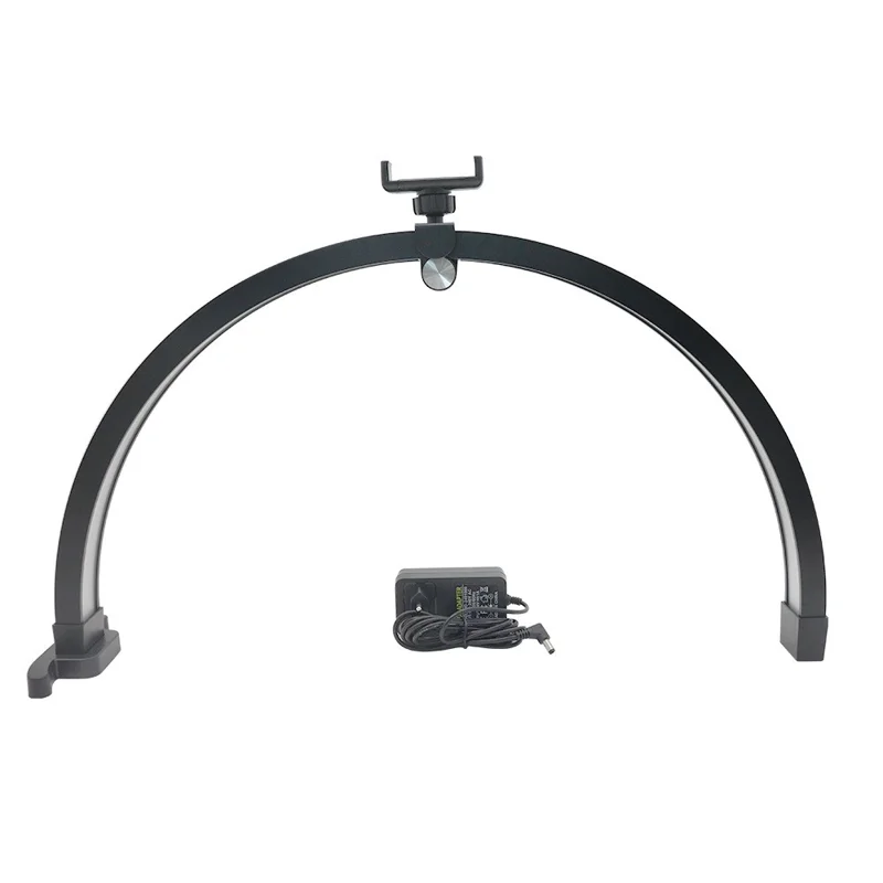 M12X 56cm Touch Control Foldable Desk Nail Light 3 Color Temperature LED Half Moon Lamp - Black / US Plug