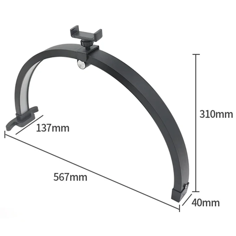 M12X 56cm Touch Control Foldable Desk Nail Light 3 Color Temperature LED Half Moon Lamp - Black / US Plug