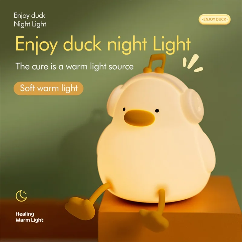 A009 Cute Duck Soft Silicone LED Night Lamp Rechargeable Bedside Pat Control Light (CE, ROHS, FCC, CPC Certified)