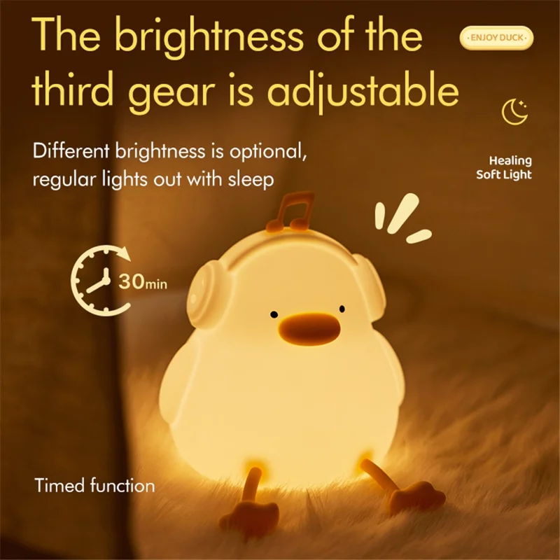 A009 Cute Duck Soft Silicone LED Night Lamp Rechargeable Bedside Pat Control Light (CE, ROHS, FCC, CPC Certified)