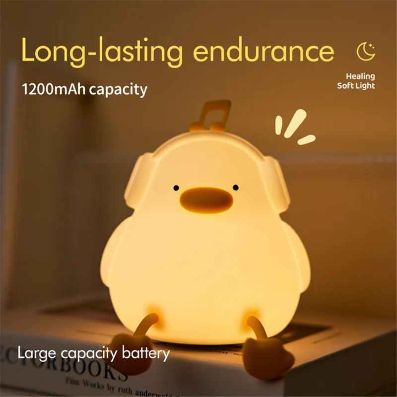 A009 Cute Duck Soft Silicone LED Night Lamp Rechargeable Bedside Pat Control Light (CE, ROHS, FCC, CPC Certified)
