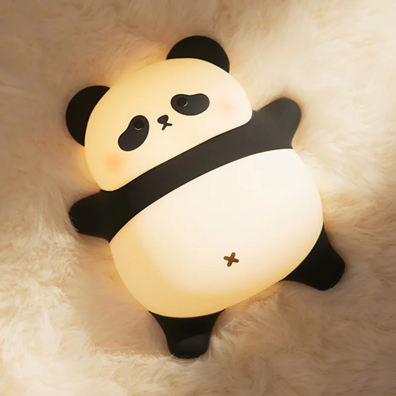 A008 Cute Panda Soft Silicone Night Lamp Rechargeable Bedside LED Tap Light (CE, ROHS, FCC, CPC Certified)