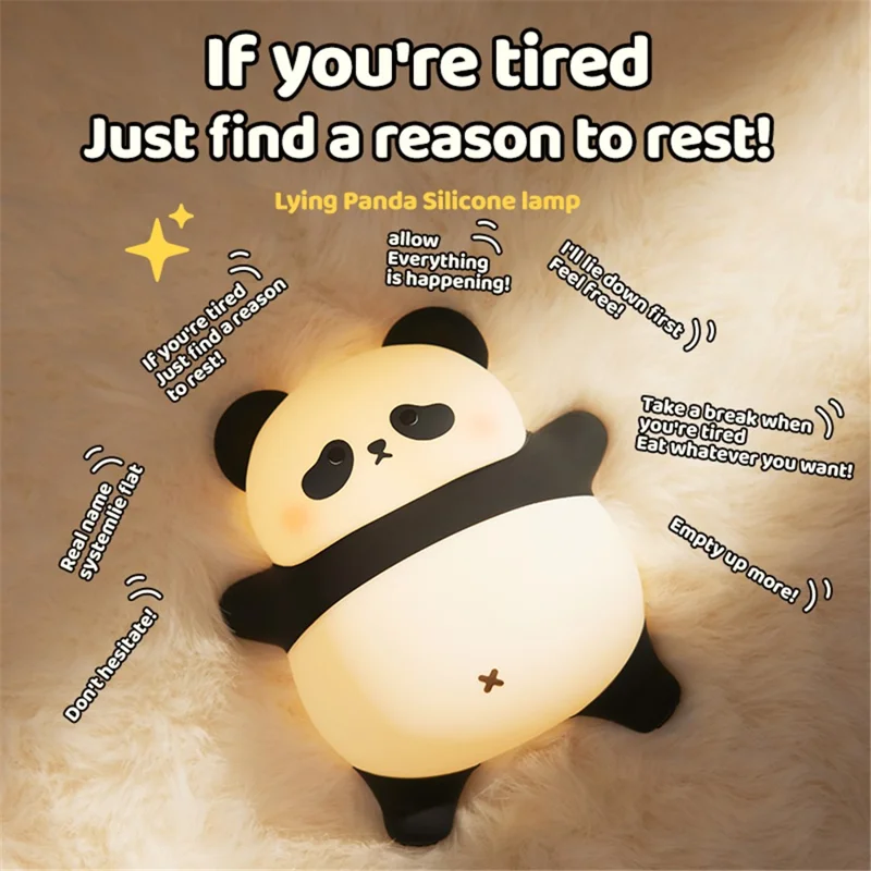 A008 Cute Panda Soft Silicone Night Lamp Rechargeable Bedside LED Tap Light (CE, ROHS, FCC, CPC Certified)