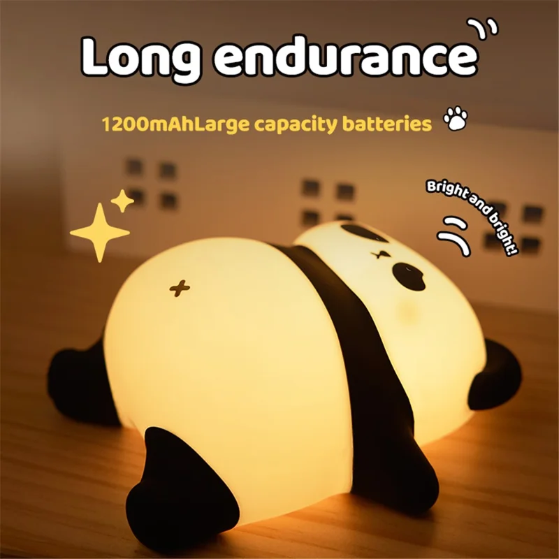 A008 Cute Panda Soft Silicone Night Lamp Rechargeable Bedside LED Tap Light (CE, ROHS, FCC, CPC Certified)