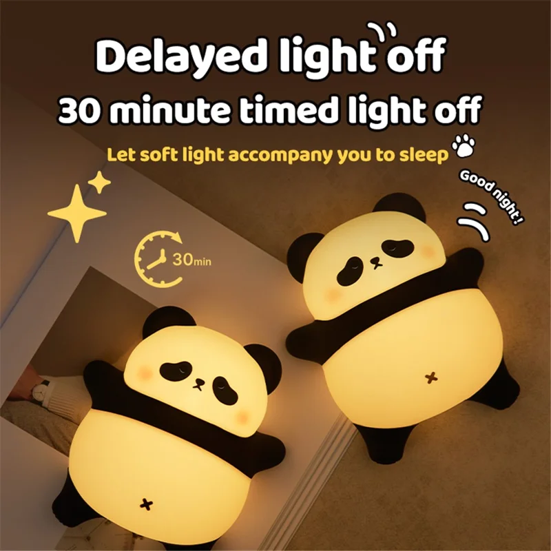 A008 Cute Panda Soft Silicone Night Lamp Rechargeable Bedside LED Tap Light (CE, ROHS, FCC, CPC Certified)