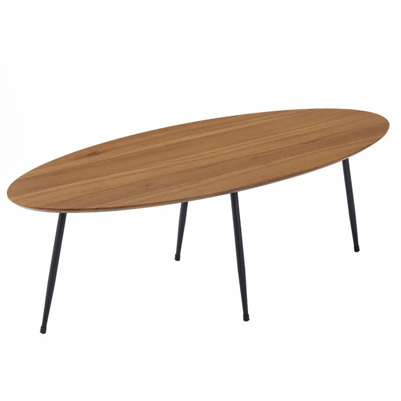 2573DG 120x50x40CM Oval Coffee Table with Round Table Leg for Home Living Room