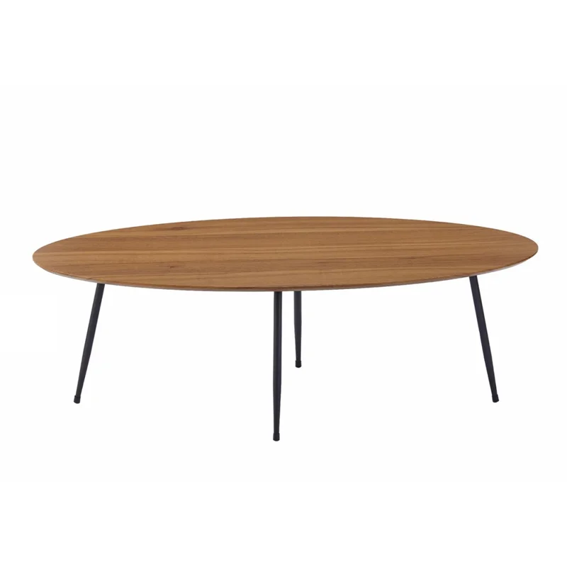 2573DG 120x50x40CM Oval Coffee Table with Round Table Leg for Home Living Room