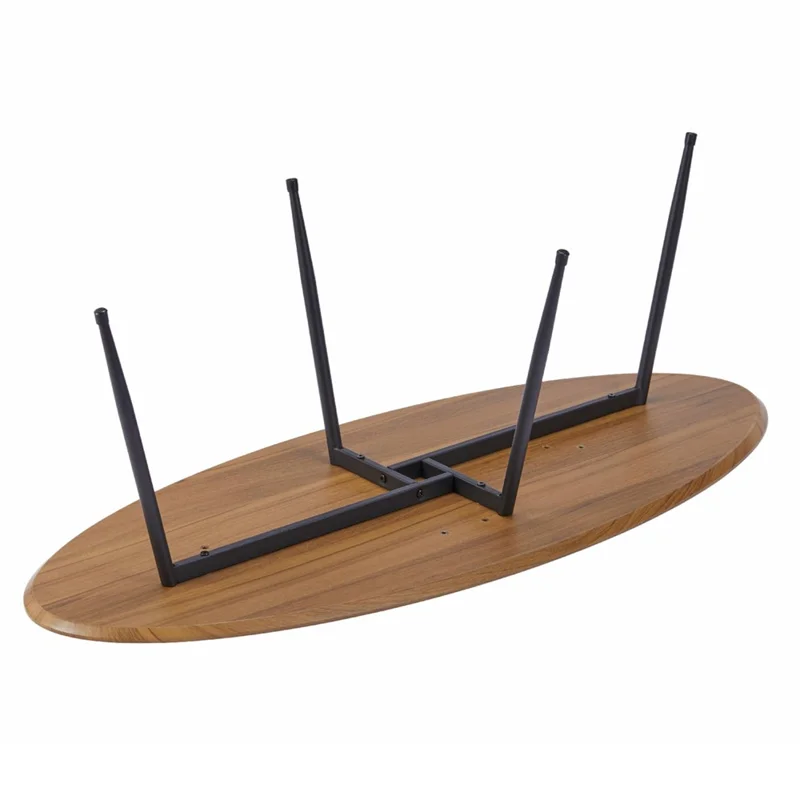 2573DG 120x50x40CM Oval Coffee Table with Round Table Leg for Home Living Room