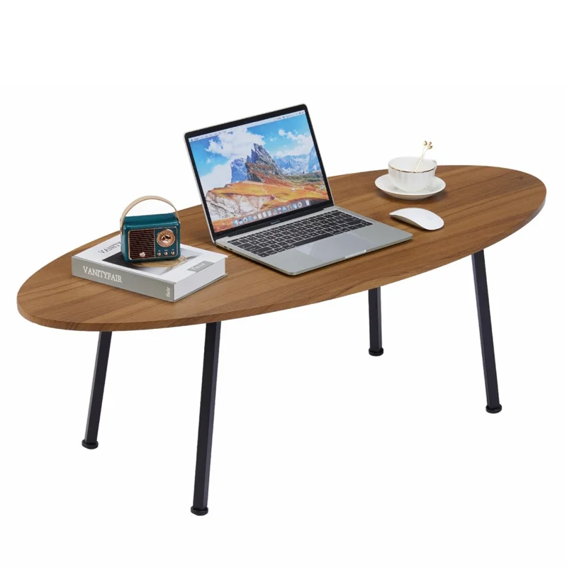 2593DY 120x50x40CM Oval Coffee Table with 4 Square Table Legs for Home Living Room