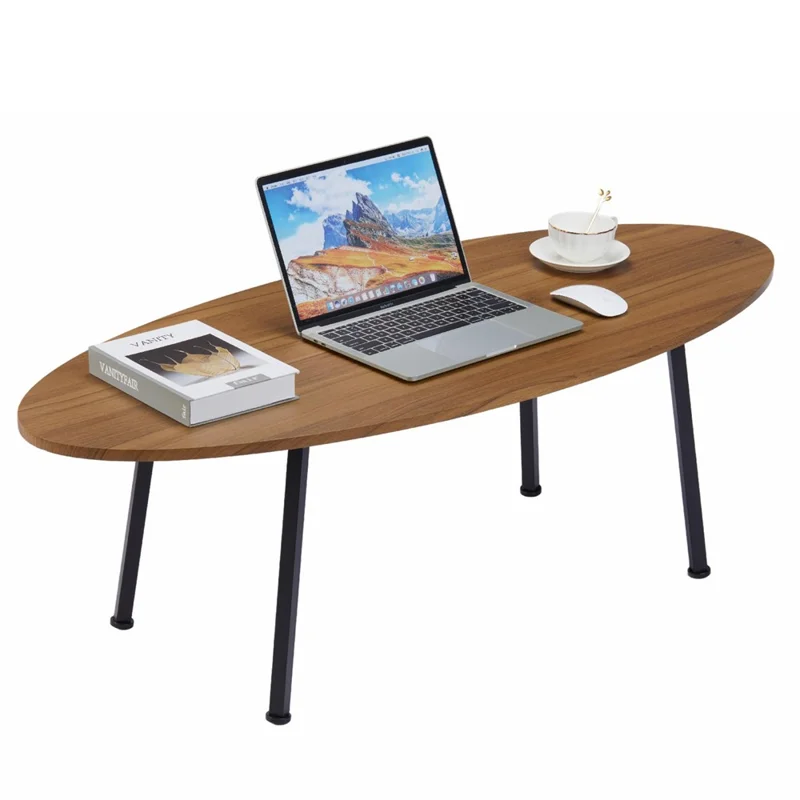 2593DY 120x50x40CM Oval Coffee Table with 4 Square Table Legs for Home Living Room