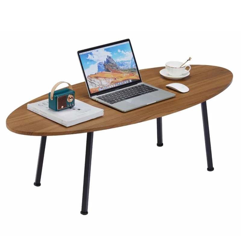 2593DY 120x50x40CM Oval Coffee Table with 4 Square Table Legs for Home Living Room