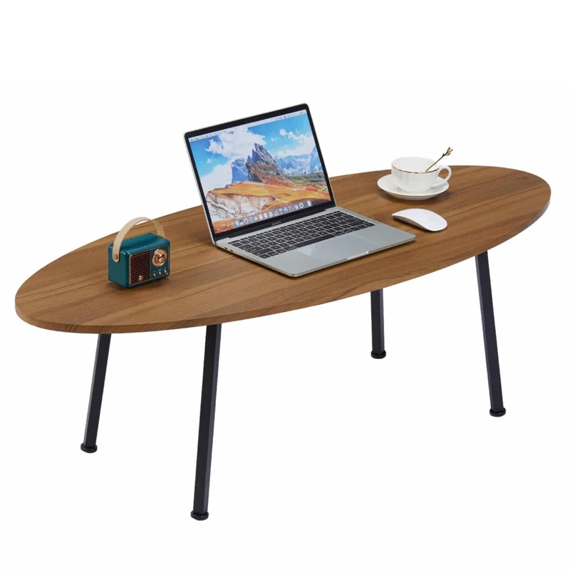 2593DY 120x50x40CM Oval Coffee Table with 4 Square Table Legs for Home Living Room