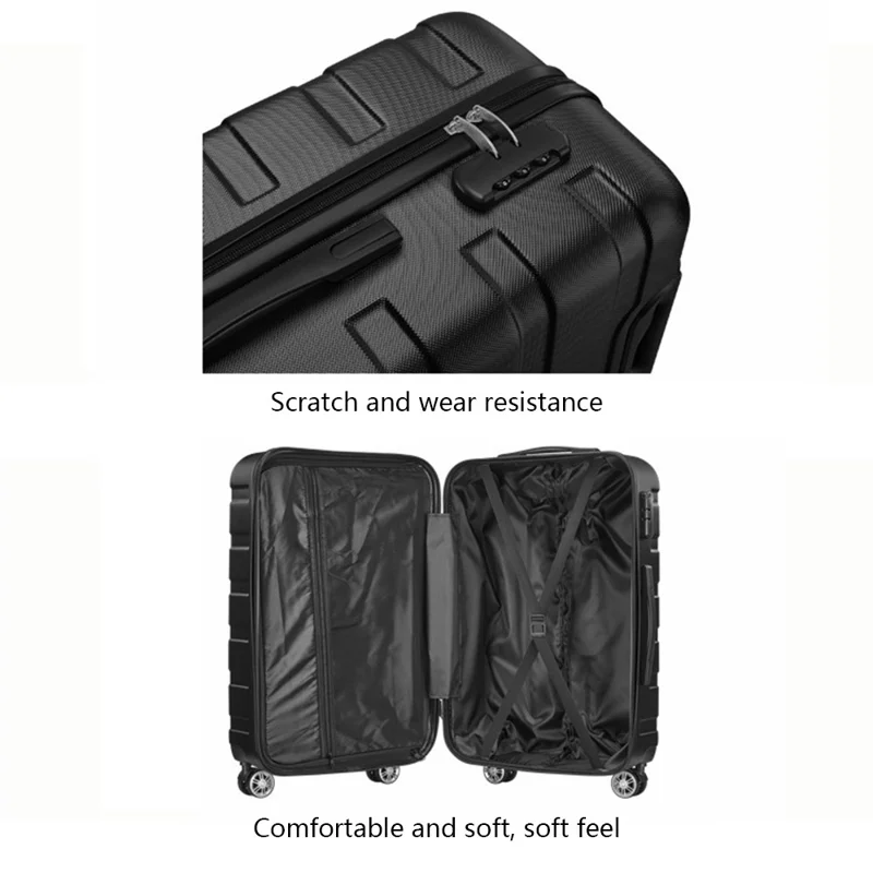 24-Inch Checked Luggage Case Pull Trolley Bag Suitcase Baggage, 39x26x64cm - Dark Blue