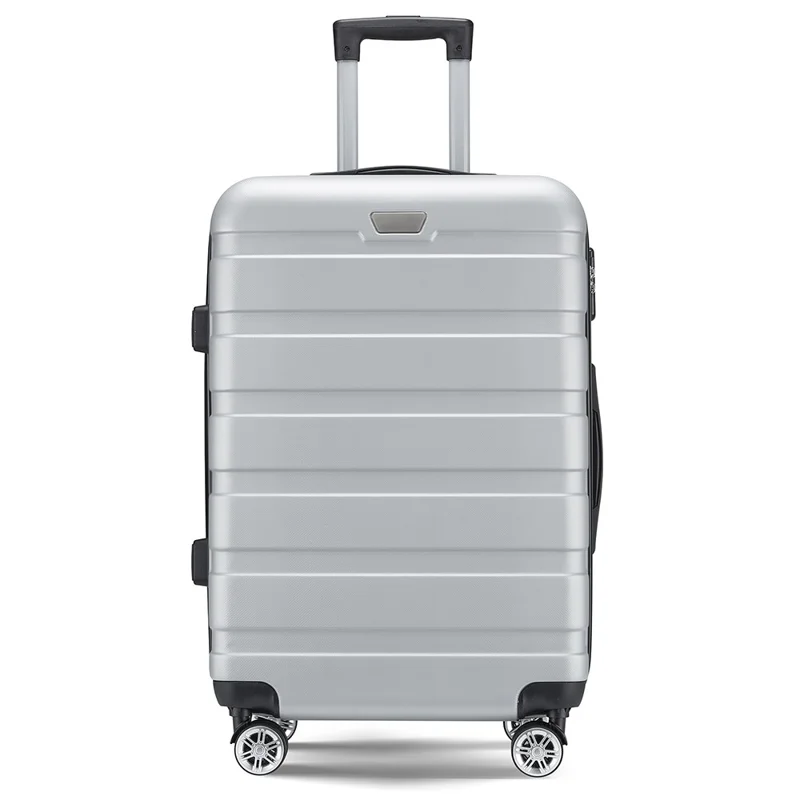 Valise à roulettes de 24 pouces à motif à carreaux, 39x26x64cm - Argent