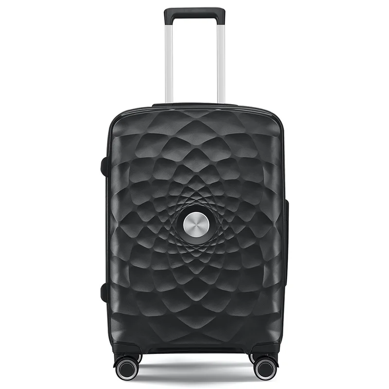 20-Inch PP Shell Carry On Luggage 4 Spinner Wheels Suitcase Trolley Case, 57x34x23cm - Black