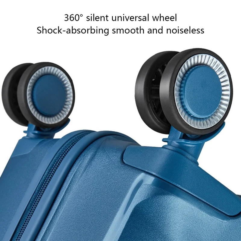 20-Inch PP Shell Carry On Luggage 4 Spinner Wheels Suitcase Trolley Case, 57x34x23cm - Black