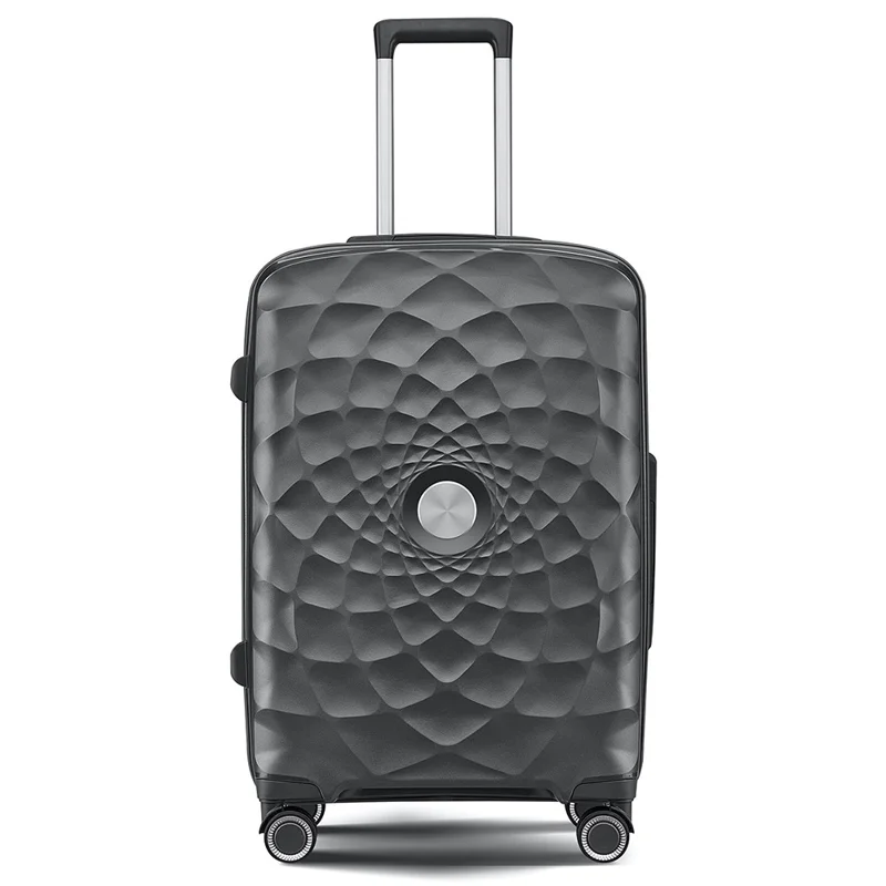 20-Inch PP Shell Carry On Luggage 4 Spinner Wheels Suitcase Trolley Case, 57x34x23cm - Dark Grey