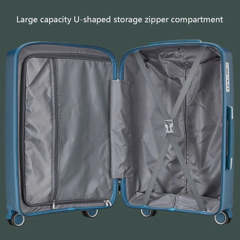 24-inch Anti-Fall PP Suitcase Universal Wheels Password Lock Design Travel Trolley Case, 66x43x26cm - Black