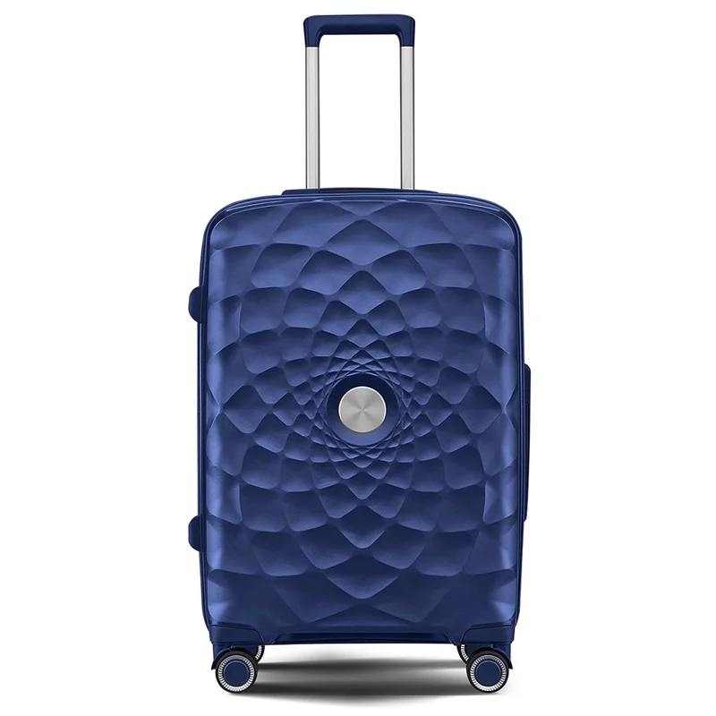 24-inch Anti-Fall PP Suitcase Universal Wheels Password Lock Design Travel Trolley Case, 66x43x26cm - Dark Blue
