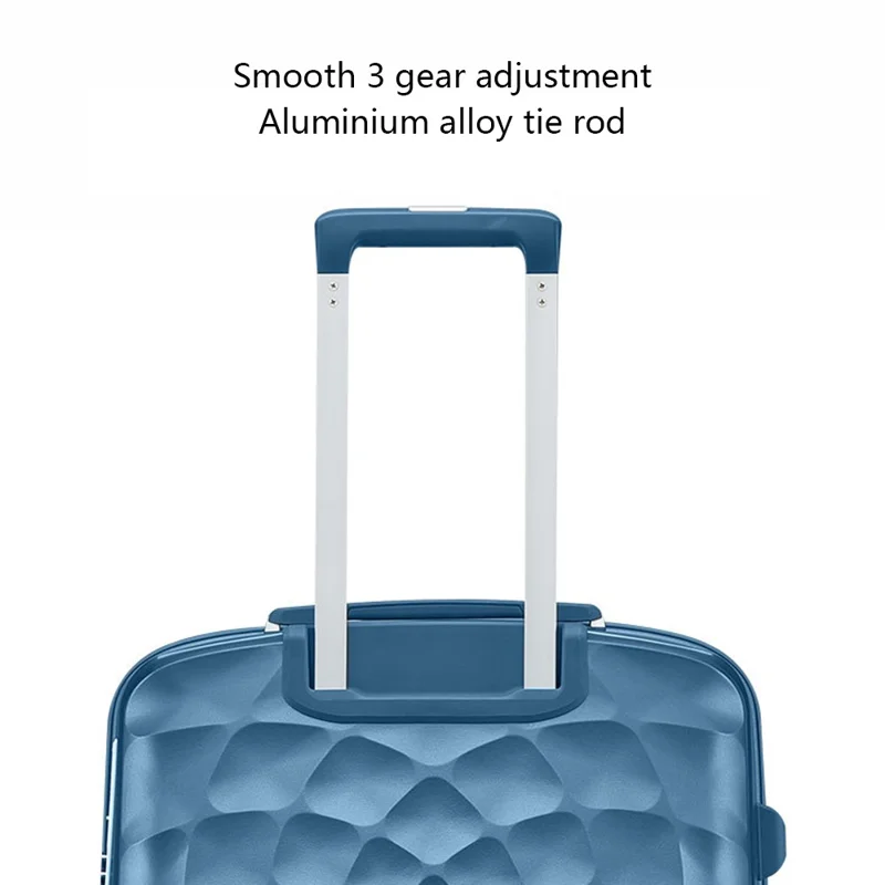 24-inch Anti-Fall PP Suitcase Universal Wheels Password Lock Design Travel Trolley Case, 66x43x26cm - Dark Blue