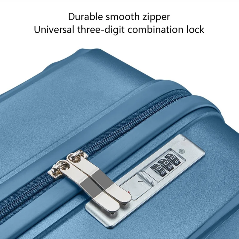 24-inch Anti-Fall PP Suitcase Universal Wheels Password Lock Design Travel Trolley Case, 66x43x26cm - Dark Blue