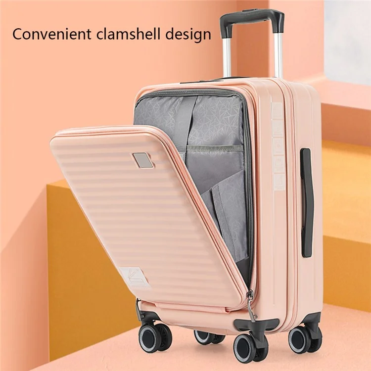 24-Inch Travel Suitcase 43x27x67cm Front Opening Pocket Carry On Luggage for Women Men - Light Green