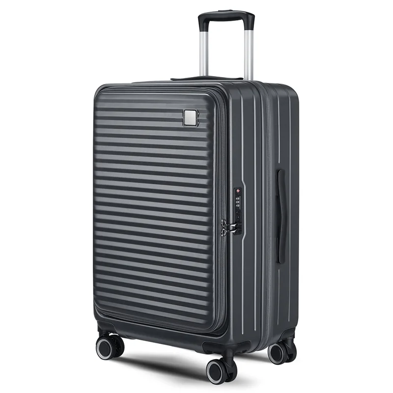 28 Inch Suitcase with TSA Lock Front Opening ABS+PC Shell Business Luggage, 30x49x77cm - Grey