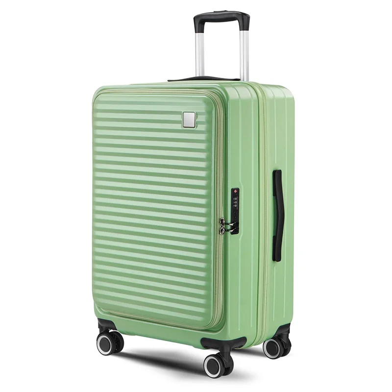 28 Inch Suitcase with TSA Lock Front Opening ABS+PC Shell Business Luggage, 30x49x77cm - Light Green